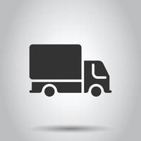 Delivery truck icon in flat style. Van vector illustration on white isolated background. Cargo car business concept.