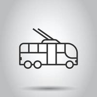 Trolleybus icon in flat style. Trolley bus vector illustration on white isolated background. Autobus vehicle business concept.