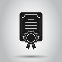 Certificate icon in flat style. License badge vector illustration on isolated background. Winner medal business concept.