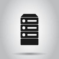 Data center icon in flat style. Server vector illustration on isolated background. Security business concept.