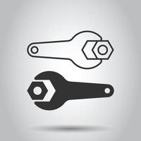 Wrench icon in flat style. Spanner key vector illustration on white isolated background. Repair equipment business concept.