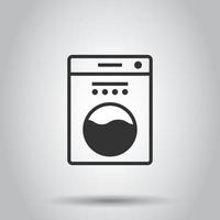 Washing machine icon in flat style. Washer vector illustration on white isolated background. Laundry business concept.