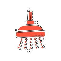 Shower sign icon in comic style. Bathroom water device vector cartoon illustration on white isolated background. Wash business concept splash effect.