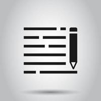 Pencil notepad icon in transparent style. Document write vector illustration on isolated background. Pen drawing business concept.