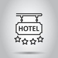 icono de signo de hotel 4 estrellas en estilo plano. posada ilustración vectorial sobre fondo blanco aislado. concepto de negocio de información de habitación de albergue. vector