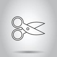 Scissor icon in flat style. Cut equipment vector illustration on white isolated background. Cutter business concept.