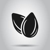 Almond icon in flat style. Bean vector illustration on isolated background. Nut business concept.