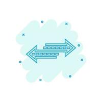 Reverse arrow sign icon in comic style. Refresh vector cartoon illustration on white isolated background. Reload business concept splash effect.