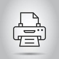 Office printer icon in flat style. Fax vector illustration on white isolated background. Text printout business concept.