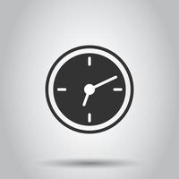 Clock icon in flat style. Watch vector illustration on white isolated background. Timer business concept.