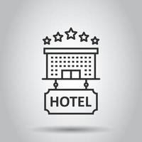 hotel 5 5 estrellas firmar icono en plano estilo. Posada edificio vector ilustración en blanco aislado antecedentes. Hostal habitación negocio concepto.