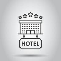 Hotel 5 stars sign icon in flat style. Inn building vector illustration on white isolated background. Hostel room business concept.