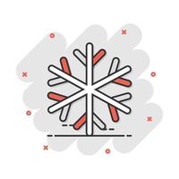 icono de copo de nieve de dibujos animados vectoriales en estilo cómico. pictograma de ilustración de signo de invierno. concepto de efecto de salpicadura de negocio de copos de nieve. vector