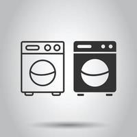 Washing machine icon in flat style. Washer vector illustration on white isolated background. Laundry business concept.