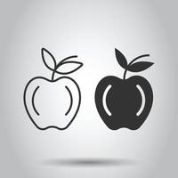 Apple icon in flat style. Fresh fruit vector illustration on white isolated background. Juicy food business concept.