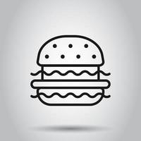 Burger sign icon in flat style. Hamburger vector illustration on isolated background. Cheeseburger business concept.