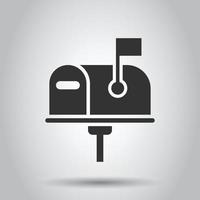 Mailbox icon in flat style. Postbox vector illustration on white isolated background. Email envelope business concept.