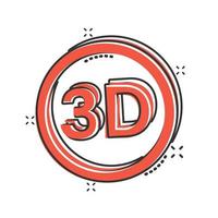 3d text icon in comic style. Word cartoon vector illustration on white isolated background. Stereoscopic technology splash effect business concept.