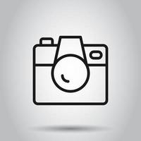 Camera device sign icon in flat style. Photography vector illustration on isolated background. Cam equipment business concept.