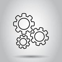 Gear vector icon in flat style. Cog wheel illustration on background. Gearwheel cogwheel business concept.