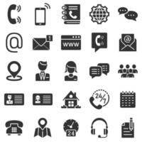 Contact icon set in flat style. Phone communication vector illustration on white isolated background. Website equipment business concept.