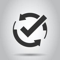 Check mark sign icon in flat style. Confirm button vector illustration on white isolated background. Accepted business concept.