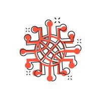 Global network icon in comic style. Cyber world vector cartoon illustration on white isolated background. Earth business concept splash effect.