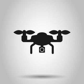 Drone icon in transparent style. Flying camera vector illustration on isolated background. Flight business concept.