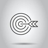 Target aim vector icon in flat style. Darts game illustration on white isolated background. Dartboard sport target concept.