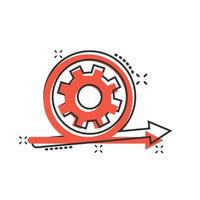 Agile icon in comic style. Flexible cartoon vector illustration on white isolated background. Arrow cycle splash effect business concept.