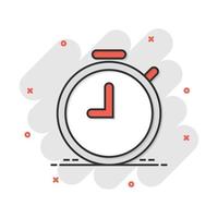 icono de temporizador de reloj de dibujos animados de vector en estilo cómico. pictograma de ilustración del concepto de alarma de tiempo. concepto de efecto de salpicadura de negocio de reloj cronómetro.