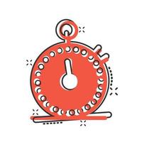 icono de reloj en estilo cómico. ver ilustración de vector de dibujos animados sobre fondo blanco aislado. concepto de negocio de efecto de salpicadura de temporizador.