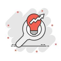 Insight icon in comic style. Bulb vector cartoon illustration on white isolated background. Idea business concept splash effect.