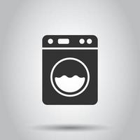 Washing machine icon in flat style. Washer vector illustration on white isolated background. Laundry business concept.