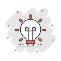 Light bulb icon in comic style. Lightbulb vector cartoon illustration pictogram. Lamp idea business concept splash effect.