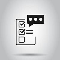 Checklist document sign icon in flat style. Survey vector illustration on isolated background. Check mark banner business concept.