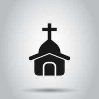 Church icon in flat style. Chapel vector illustration on isolated background. Religious building business concept.