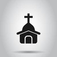 Church icon in flat style. Chapel vector illustration on isolated background. Religious building business concept.