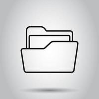 File folder icon in flat style. Documents archive vector illustration on isolated background. Storage business concept.