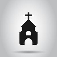 Church icon in flat style. Chapel vector illustration on isolated background. Religious building business concept.