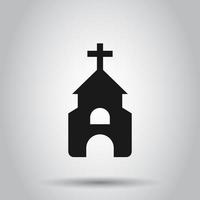 Church icon in flat style. Chapel vector illustration on isolated background. Religious building business concept.