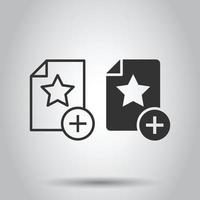 Document with star icon in flat style. Wish list vector illustration on white isolated background. Favorite purchase business concept.