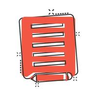 Blogging icon in comic style. Document with pen cartoon vector illustration on white isolated background. Content splash effect business concept.