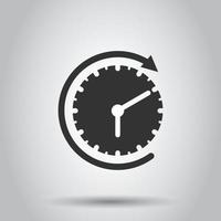 Clock icon in flat style. Watch vector illustration on white isolated background. Timer business concept.