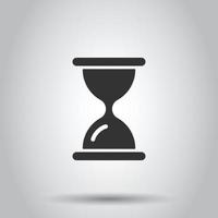 Hourglass icon in flat style. Sandglass vector illustration on white isolated background. Clock business concept.