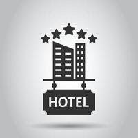 Hotel 5 stars sign icon in flat style. Inn building vector illustration on white isolated background. Hostel room business concept.