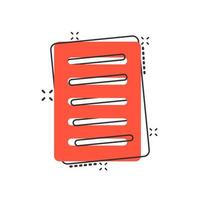 Document note icon in comic style. Paper sheet vector cartoon illustration pictogram. Notepad document business concept splash effect.