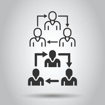 People referral icon in flat style. Business communication vector illustration on white background. Reference teamwork business concept.