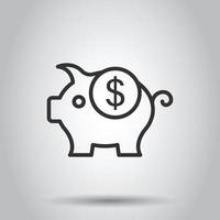 Money box icon in flat style. Pig container vector illustration on white isolated background. Piggy bank business concept.