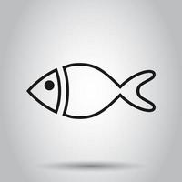 Fish sign icon in flat style. Goldfish vector illustration on isolated background. Seafood business concept.